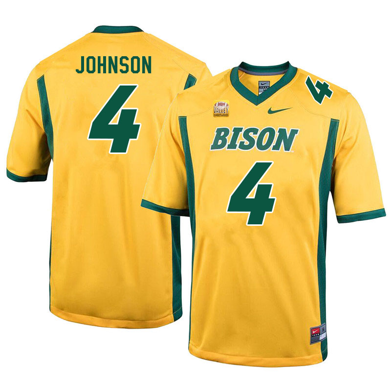 Men #4 Kobe Johnson North Dakota State Bison College Football Jerseys Sale-Yellow - Click Image to Close